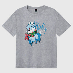 Футболка оверсайз женская Llama Oh holy night, цвет: меланж