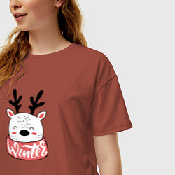 Футболка оверсайз женская Pinguin Be jolly, цвет: кирпичный — фото 2