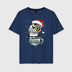 Футболка оверсайз женская X-mas Owl, цвет: тёмно-синий