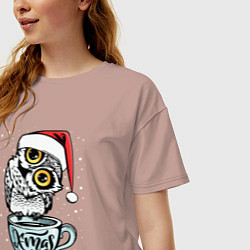 Футболка оверсайз женская X-mas Owl, цвет: пыльно-розовый — фото 2