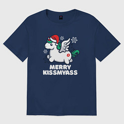 Футболка оверсайз женская Merry Kissmyass Unicorn, цвет: тёмно-синий