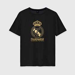 Футболка оверсайз женская Real Madrid gold logo, цвет: черный