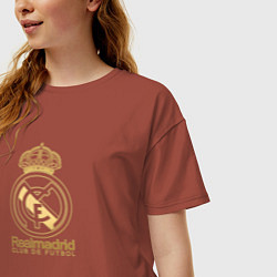 Футболка оверсайз женская Real Madrid gold logo, цвет: кирпичный — фото 2