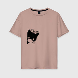 Женская футболка оверсайз Кот в маске