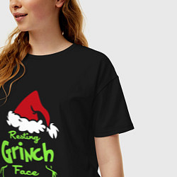 Футболка оверсайз женская Resting Grinch Face, цвет: черный — фото 2