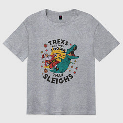 Женская футболка оверсайз T-Rex Christmas