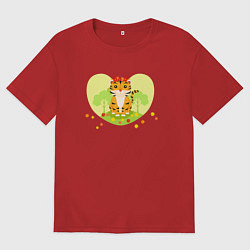 Футболка оверсайз женская Тигренок сердечко, цвет: красный