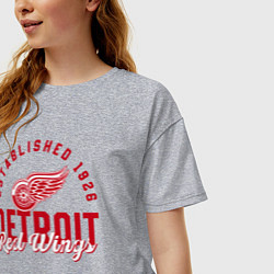 Футболка оверсайз женская Detroit Red Wings Детройт Ред Вингз, цвет: меланж — фото 2
