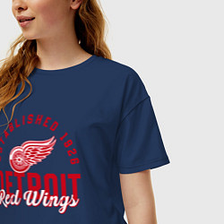 Футболка оверсайз женская Detroit Red Wings Детройт Ред Вингз, цвет: тёмно-синий — фото 2