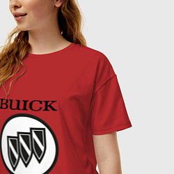 Футболка оверсайз женская Buick Black and White Logo, цвет: красный — фото 2