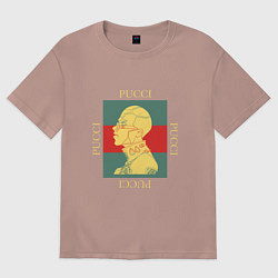 Футболка оверсайз женская PUCCI GOLD ПУЧЧИ ЗОЛОТО, цвет: пыльно-розовый