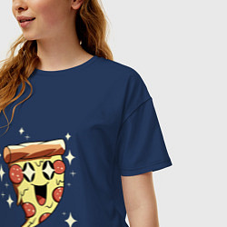 Футболка оверсайз женская CUTE PIZZA, цвет: тёмно-синий — фото 2