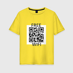 Футболка оверсайз женская Бесплатный Wi-Fi, цвет: желтый