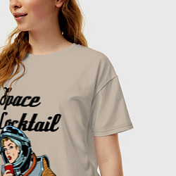 Футболка оверсайз женская Космический коктейль, цвет: миндальный — фото 2
