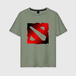 Женская футболка оверсайз ЧЁРНО КРАСНОЕ ЛОГО ДОТА 2 DOTA 2 LOGO