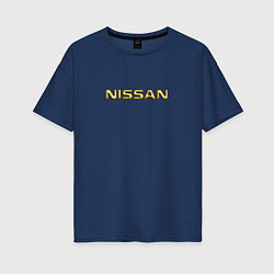 Футболка оверсайз женская Авто NISSAN золотой, цвет: тёмно-синий