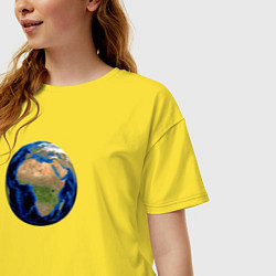 Футболка оверсайз женская Планета солнечной системы земля, цвет: желтый — фото 2