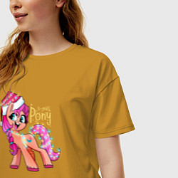 Футболка оверсайз женская X-mas pony, цвет: горчичный — фото 2