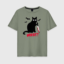Женская футболка оверсайз What? Кот маньяк