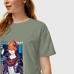 Футболка оверсайз женская Тарталья Tartaglia, Genshin Impact Геншин импакт, цвет: авокадо — фото 2