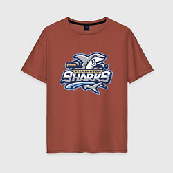 Женская футболка оверсайз Wilmington sharks -baseball team