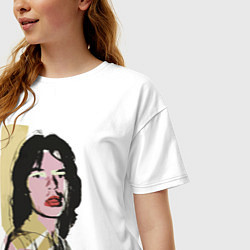 Футболка оверсайз женская Andy Warhol - Mick Jagger pop art, цвет: белый — фото 2