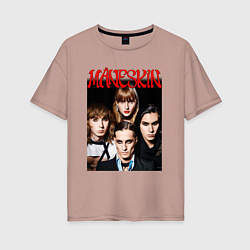 Футболка оверсайз женская MANESKIN POSTER СОСТАВ, цвет: пыльно-розовый