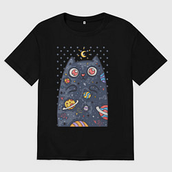 Футболка оверсайз женская Лунный КотЭ, цвет: черный