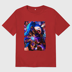 Женская футболка оверсайз ARCANE LOL JINX FACE LEAGUE OF LEGENDS