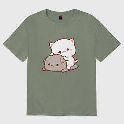 Женская футболка оверсайз Котики играют 02