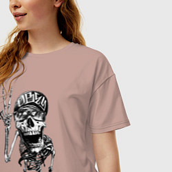 Футболка оверсайз женская Skeleton dude, цвет: пыльно-розовый — фото 2