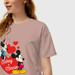 Футболка оверсайз женская Mickey x Minnie Love, цвет: пыльно-розовый — фото 2
