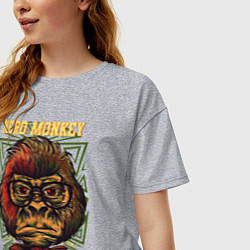 Футболка оверсайз женская Обезьяна ботан, цвет: меланж — фото 2