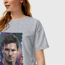 Футболка оверсайз женская Lionel Messi - striker, Barcelona, цвет: меланж — фото 2