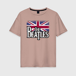 Футболка оверсайз женская The Beatles Great Britain Битлз, цвет: пыльно-розовый