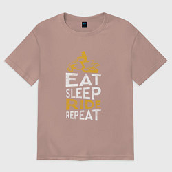 Женская футболка оверсайз Ешь, спи, катай, повтори