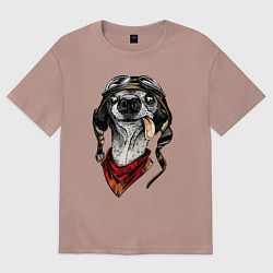 Футболка оверсайз женская Biker dog, цвет: пыльно-розовый