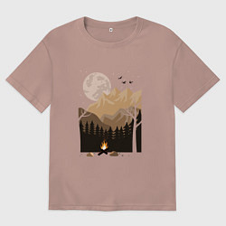 Женская футболка оверсайз Туристический поход в лесу