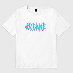 Футболка оверсайз женская ARCANE LEAGUE OF LEGENDS NEON LOGO, цвет: белый