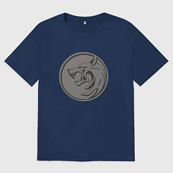 Футболка оверсайз женская The Witcher эмблема две стороны, цвет: тёмно-синий
