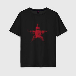Женская футболка оверсайз Красная звезда полутон