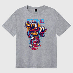 Женская футболка оверсайз Крутой пёс с битой хулиган