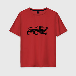 Футболка оверсайз женская Пантера - герб, цвет: красный