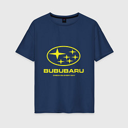 Футболка оверсайз женская Subaru Bububaru желтая, цвет: тёмно-синий