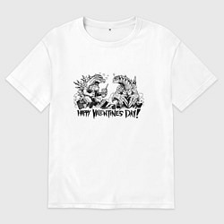 Женская футболка оверсайз Happy Valentines monsters day!