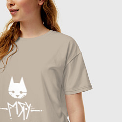 Футболка оверсайз женская Stray: Мяу, цвет: миндальный — фото 2
