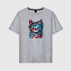 Женская футболка оверсайз Космический кот Space cat