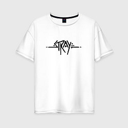 Женская футболка оверсайз Stray Logo спина