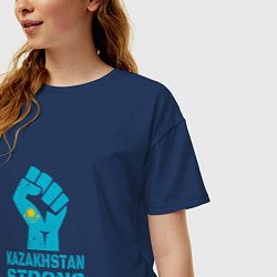 Футболка оверсайз женская Казахстан - Сила, цвет: тёмно-синий — фото 2