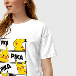 Футболка оверсайз женская Пика Пика Пикачу Pikachu, цвет: белый — фото 2